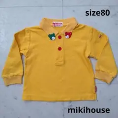 ミキハウス　☆　長袖　ポロシャツ　レトロ　黄　くま　80