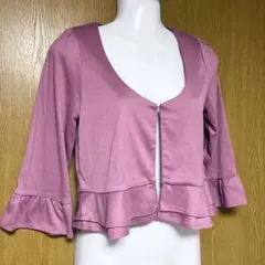 ロペ　フリル　カーディガン　秋ピンク