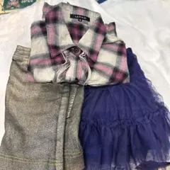 JAYRO フリル付きチェックシャツ Mサイズ、スカート２点、3点セット