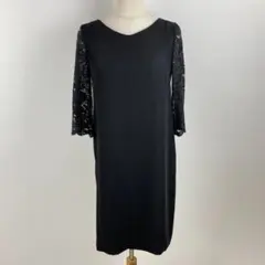 美品 UNTITLED 袖レースドレスワンピース セレモニー フォーマル 黒 M