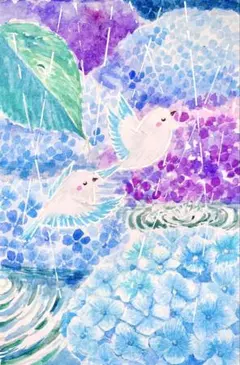 Kappy様専用水彩画 原画 色々な空と小鳥さん 値段は※900円です 額なし
