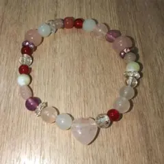 ローズクォーツ　天然石ブレスレット　パワーストーン　恋愛運　ピンク　ハート