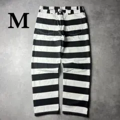 値下げ可　ビンテージ　プリズナー　パンツ　80s 90s XL 80s 90s プリズナーパンツ ヴィンテージ usa製 ボーダー 囚人 古着