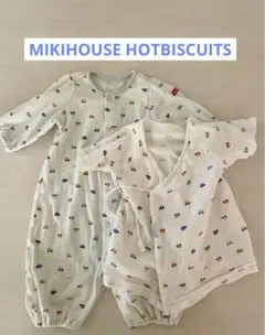 ［ミキハウス］HB車柄ロンパース・短肌着セット50〜60男の子2枚セット