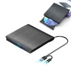 外付けDVDドライブ 高速処理 読取/書込可 USB Type-c (ブラック)