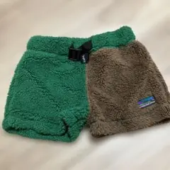 X-girl フリースハーフパンツ 緑と茶色