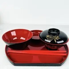 【お食い初め 食器セット】祝い膳 百日祝い 漆器風 箱付