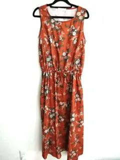 chocol raffine robe　 花柄　ノースリーブワンピース　オレンジ
