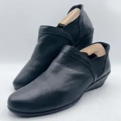 コンポジション9 サイドゴア ショートブーツ ブーティ ウェッジソール 黒