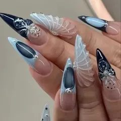 ヌード×ブルーリボン ネイルチップ＋付属品