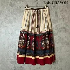 Lois CRAYON チロル風 花柄 プリーツウール スカート N3175のサムネイル