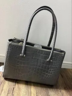 FURLA フルラ ハンドバッグ クロコ クロコ型押し グレー