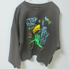 SCW スウェット ブラック プリント トレーナー XL