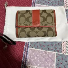 Coach 二つ折り財布 ベージュ/レッド