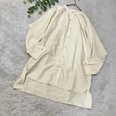 a.v.v 長袖バンドカラーロングシャツ　Ｌ　ベージュ