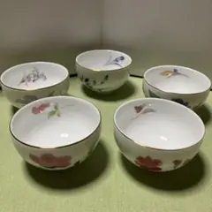 未使用　煎茶揃　昇峰窯　清水焼　花あつめ　陶器　湯飲み5個セット