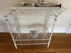 ホワイトスチールラック 2段式　プラス付属品
