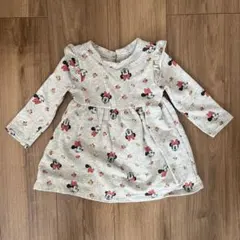 ミニーマウス プリント 長袖ワンピース