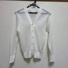 ROPE PICNIC シアーリブカーディガン ホワイト　Mサイズのサムネイル