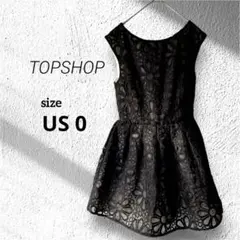 新品✨トップショップ　黒　花刺繍レースAラインドレス