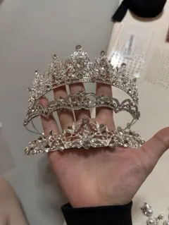 シルバークリスタルティアラ 3個セット