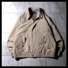 レトロ古着 短丈 ハリントンジャケット スイングトップ ベージュ ピーチスキン