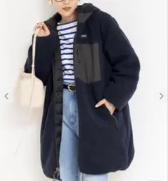 【TAION/タイオン】別注ボア×ダウンフードコートリバーシブル ネイビー S