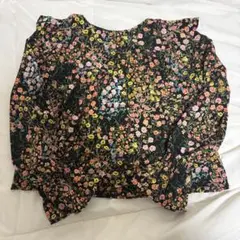 ZARA花柄フリル付き長袖ブラウス