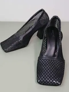 美品☆ SLY メッシュパンプス 黒 スクエアトゥ