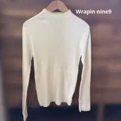 Wrapin nine9 レーヨン混ニット　ホワイト×首周り&袖口イエロー＊
