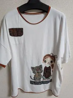 【新品✴未使用】イラスト付きホワイトTシャツ