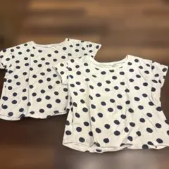 双子ちゃんに！無印良品　ドットTシャツ130のサムネイル