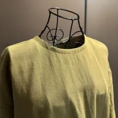 45R 七分袖 ベージュ系 これから活躍 ワンピース ネップ感あるしっかりめな綿