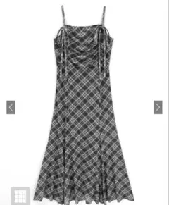 GRLチェック柄ギャザーリボンキャミソールワンピース[dk1411] Lサイズ