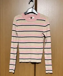 美品　H&M ボーダーリブニット　XS