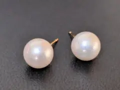 ルコリエ　特級　８mm 淡水真珠ピアス（ポストk１８YG）　クリスメラキャッチ付 ルコリエ 特級 8mm 淡水真珠ピアス（ポストk18YG） クリスメラ
