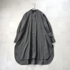 美品✨ミズイロインド　バンドカラー ウール混 ワイドシルエット シャツ 日本製のサムネイル