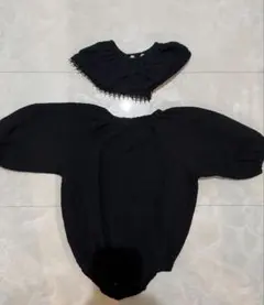 スタイ付き ブラックロンパース 70サイズ (アプレレクール)