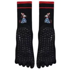 可愛い❣️ブラック　ピラティスソックス❣️可愛い犬のイラスト付き五本指ソックス