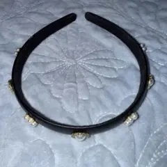 ブラック パール装飾 ヘアバンド