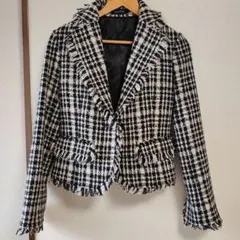 EGOIST エゴイスト ツイード フリンジ付きチェックジャケット
