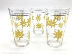 【最終値下げ】4/5まで出品 【カメイガラス】グラス5個 花柄 昭和レトロ