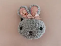 【約10×7cm】ウサギ ヘアゴム グレー