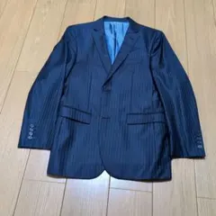 ブラックレーベルクレストビレッジ　ダークブルー ストライプ ビジネスジャケット