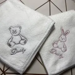 ループ付きハンドタオル クマとウサギ2セット