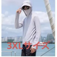 グレー UVパーカーウインドブレーカー フード3Ｘ Lサイズ長袖サンシェード