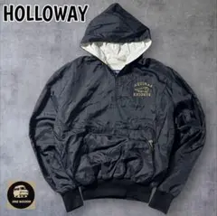 HOLLOWAYアノラックパーカー刺繍ロゴナイロンハーフジップジャケットL黒Y5のサムネイル