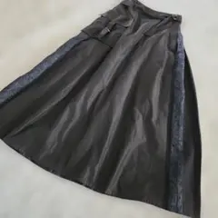 diberry ディベリー ロング スカート フレア ブラック 綿 コットン Lのサムネイル