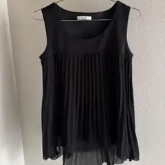 リエンダ　ノースリーブ　シフォン　プリーツチュニック　黒のサムネイル
