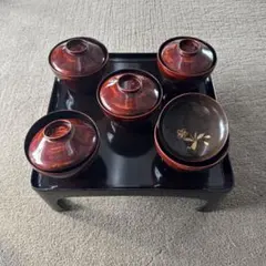 漆器 蒔絵 御膳 お椀セット 5客 時代漆器 アンティーク に2